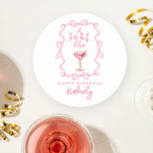 Dessous-de-verre Rond En Papier Une fête d'anniversaire Martini avec des gribouill