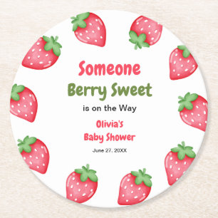 Dessous-de-verre Rond En Papier Une Fête de Bébé à la Fraise Très Sucrée 