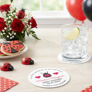 Dessous-de-verre Rond En Papier Une petite coccinelle d'amour est en route