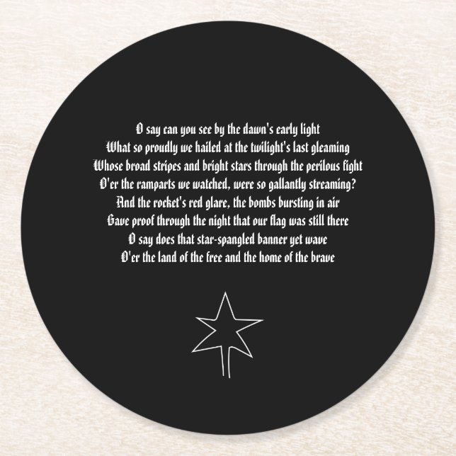 Dessous-de-verre Rond En Papier US National Anthem The Star - Spangled Banner (Devant)