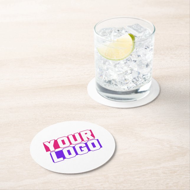 Dessous-de-verre Rond En Papier Utiliser son propre logo (En situation)