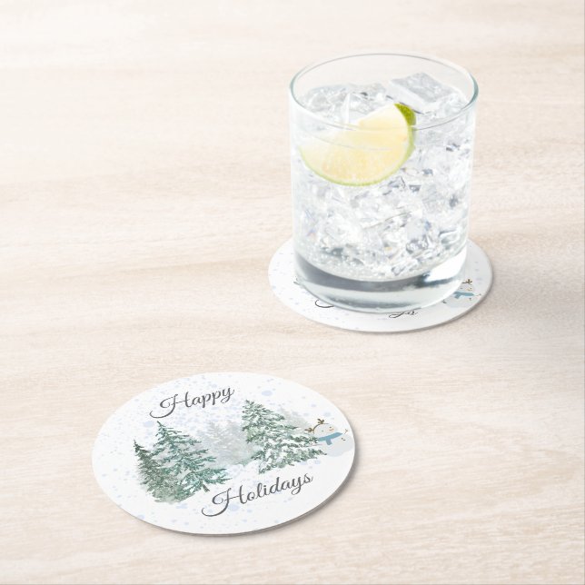 Dessous-de-verre Rond En Papier Vacances d'hiver (En situation)