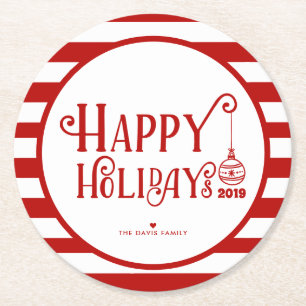 Dessous-de-verre Rond En Papier Vacances les plus agréables Noël personnalisé