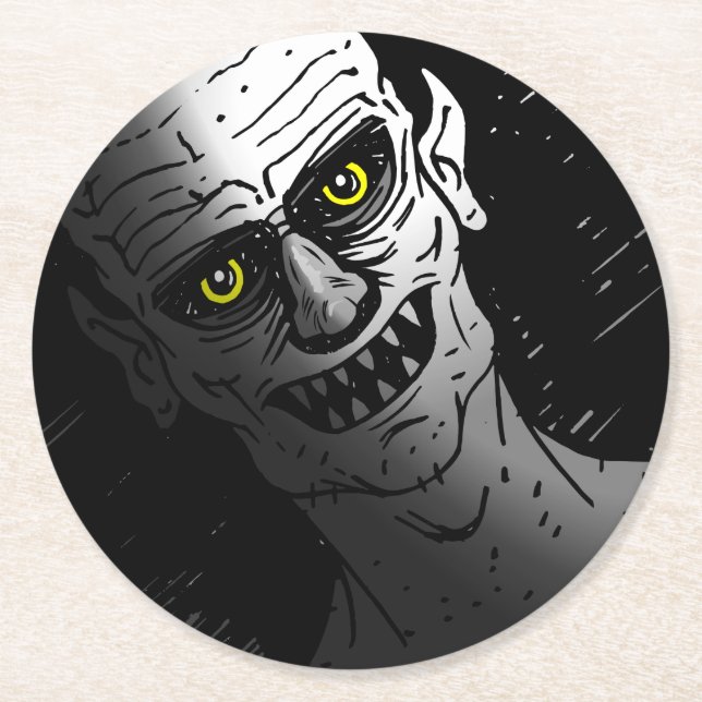 Dessous-de-verre Rond En Papier Vampire diabolique d'Halloween (Devant)