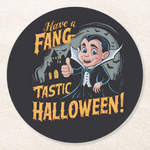 Dessous-de-verre Rond En Papier Vampire Funny ont une Halloween fantaisiste