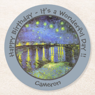 Dessous-de-verre Rond En Papier van Gogh Starry Night Over the Rhone Party Objets