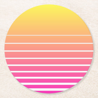 Dessous-de-verre Rond En Papier Vaporwave Sun