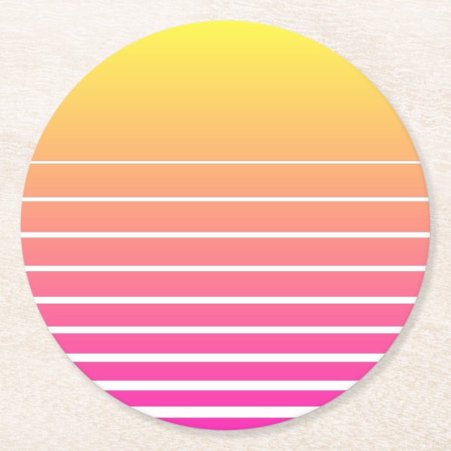 Dessous-de-verre Rond En Papier Vaporwave Sun (Devant)