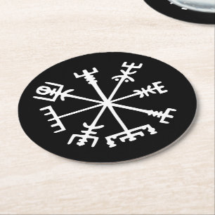 Dessous-de-verre Rond En Papier Vegvísir (Viking Compass)