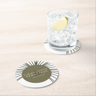 Dessous-de-verre Rond En Papier Ventilateur botanique vert de mousse Élégant maria