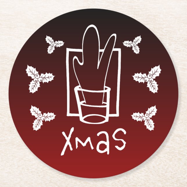 Dessous-de-verre Rond En Papier Verre de Noël étincelant (Devant)