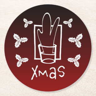 Dessous-de-verre Rond En Papier Verre de Noël pétillant