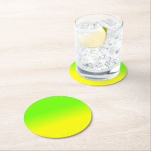 Dessous-de-verre Rond En Papier Vert néon et ombré jaune néon Teinte dégradée de c