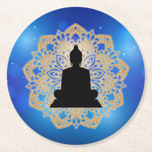 Dessous-de-verre Rond En Papier Vesak Day Bouddha et Mandala Vaisakha Purnima