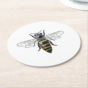 Dessous-de-verre Rond En Papier Veste de blason d'abeille vintage Heraldique Prepp