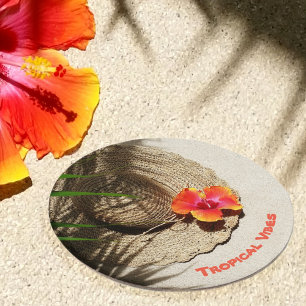 Dessous-de-verre Rond En Papier Vibes tropicales Casquette Sun