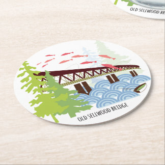 Dessous-de-verre Rond En Papier Vieux dessous de verre de Portland de pont de