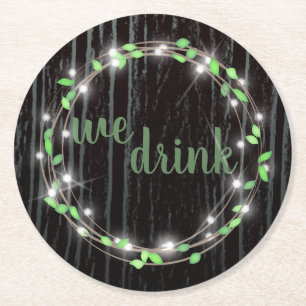 Dessous-de-verre Rond En Papier Vigne rustique et lumières