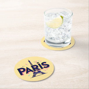 Dessous-de-verre Rond En Papier Ville lumière : Téméraire Paris Typographie Art