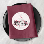 Dessous-de-verre Rond En Papier Vinatage élégant Magenta noir Floral<br><div class="desc">Ces dessous de verre de mariage élégants présentent un magnifique design floral en magenta noir et blanc.</div>
