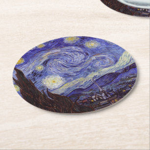 Dessous-de-verre Rond En Papier Vincent Van Gogh Starry Nuit Vintage Art