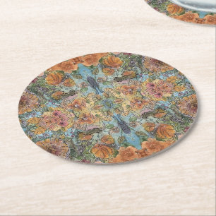 Dessous-de-verre Rond En Papier Vintage Chic Flower Garden aquarelle peinture