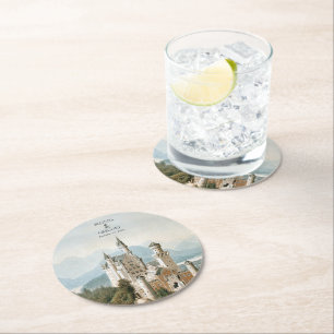 Dessous-de-verre Rond En Papier Vintage Fairytale Castle Rustic Forest Mariage