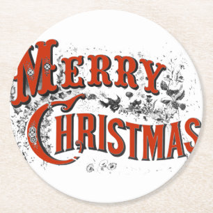 Dessous-de-verre Rond En Papier Vintage Merry Christmas