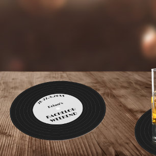 Dessous-de-verre Rond En Papier Vinyl Record vintage Musique Black Bachelor Week-e