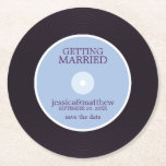 Dessous-de-verre Rond En Papier Vinyl Record Wedding Save the Date Mariage<br><div class="desc">Adorable disque vinyle retro mariage enregistrer la conception de la date.</div>
