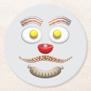 DESSOUS-DE-VERRE ROND EN PAPIER VISAGE DE PETIT-DÉJEUNER ANGLAIS