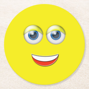 Dessous-de-verre Rond En Papier Visage heureux Emoji
