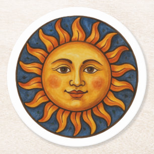 Dessous-de-verre Rond En Papier Visage solaire