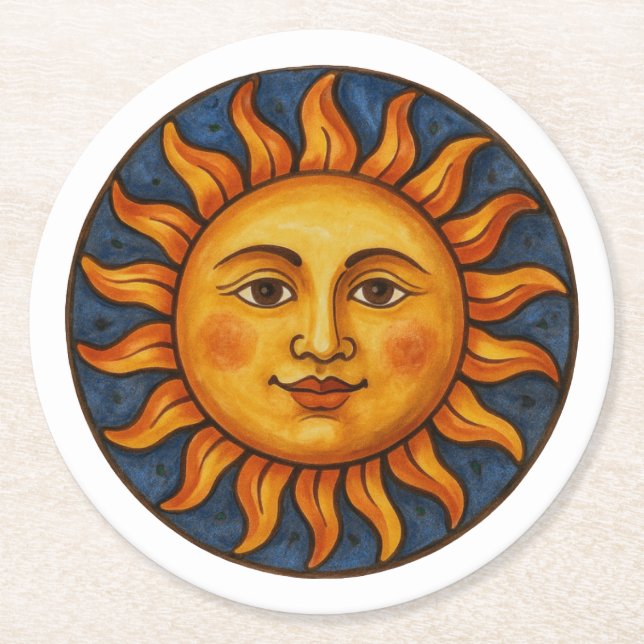 Dessous-de-verre Rond En Papier Visage solaire (Devant)