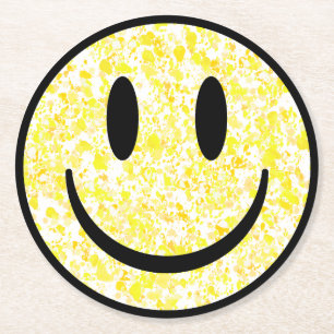 Dessous-de-verre Rond En Papier Visage souriant éclaboussé