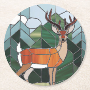 Dessous-de-verre Rond En Papier Vitraux - Art de Cerf de Style Vitrail