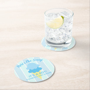 Dessous-de-verre Rond En Papier Voici le Baby shower d'été de la crème glacée Scoo