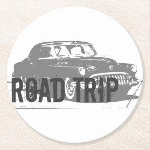 Dessous-de-verre Rond En Papier Voiture Ancienne Road Trip