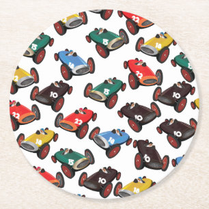 Dessous-de-verre Rond En Papier Voitures de course vintage