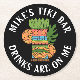 Dessous-de-verre Rond En Papier VOTRE BARRE TIKI Ajouter votre nom