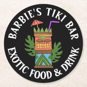 Dessous-de-verre Rond En Papier VOTRE BARRE TIKI Ajouter votre nom Dessous de verr