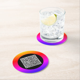 Dessous-de-verre Rond En Papier Votre Dessous de verre de papier de code QR Exempl