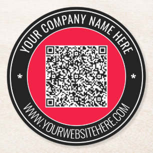 Dessous-de-verre Rond En Papier Votre Dessous de verre de papier de code QR - Text