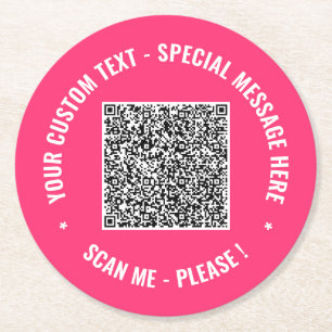 Dessous-de-verre Rond En Papier Votre exemple de texte personnalisé pour code QR s