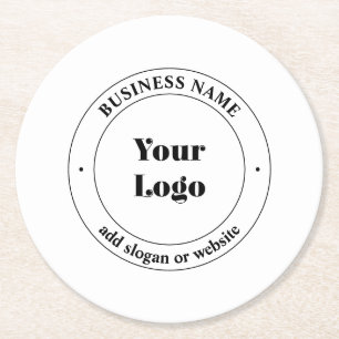 Dessous-de-verre Rond En Papier Votre logo d'entreprise et texte promotionnel Bl