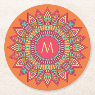 Dessous-de-verre Rond En Papier Votre Monogramme dans un dessous de verre papier B