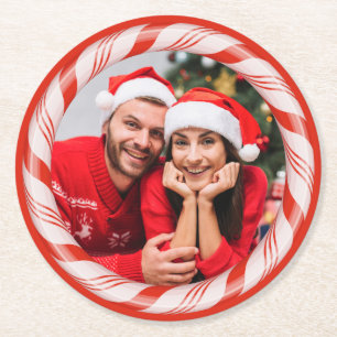 Dessous-de-verre Rond En Papier VOTRE photo dans un cadre de bonbons dessous de ve