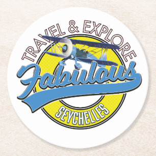 Dessous-de-verre Rond En Papier voyage explorer Seychelles fabuleux logo porte-clé