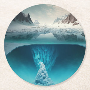 Dessous-de-verre Rond En Papier Vue de montagne glacée