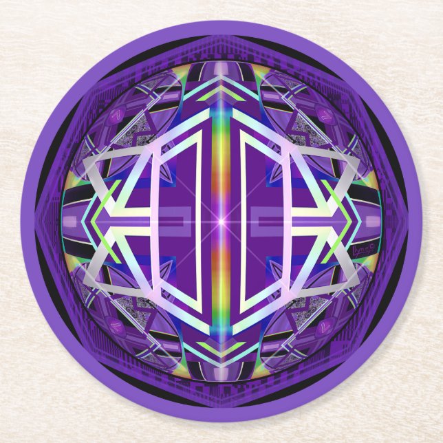 Dessous-de-verre Rond En Papier W3 Violet (Devant)